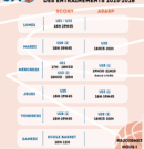 Horaires 2025 – 2026 des entrainements des jeunes
